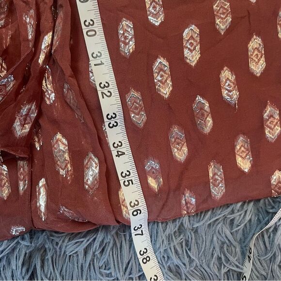 Pomandere Brown Patterned 100% Silk Mini Dress Size 6 - Picture 4 of 4